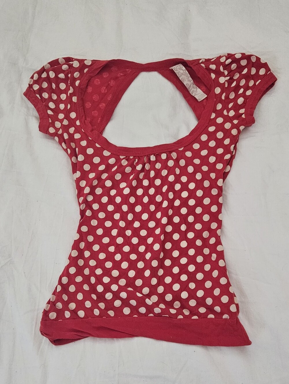 Y2k Polka Dot Scoop Neck Short Sleeve Top